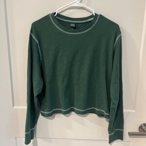 Wild Fable forest green long sleeve shirt with white stitch detailing